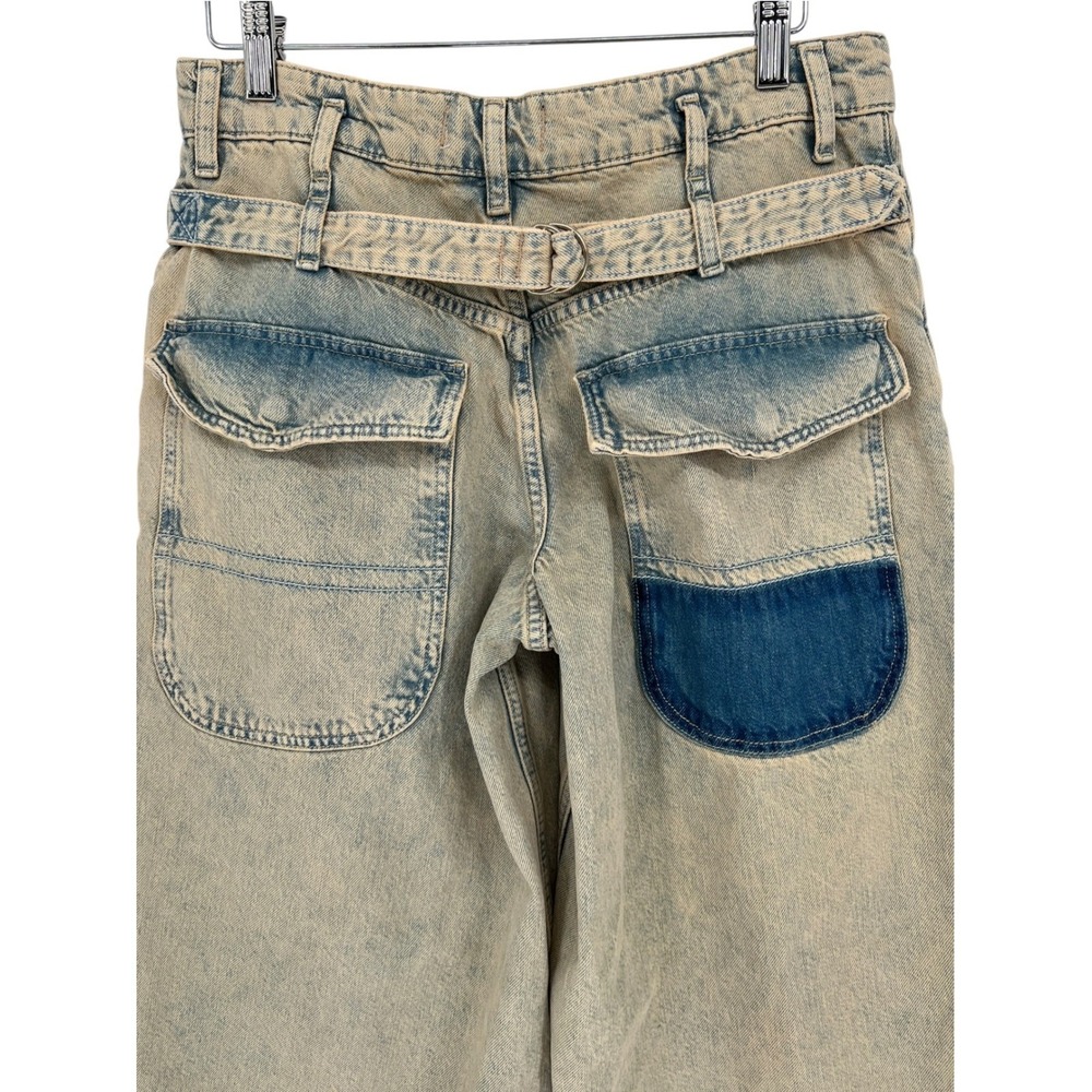 We The Free Waterfalls Baggy Wide Leg Jeans Womens 27 S Blue Sand Cinch Back - Picture 8 of 10